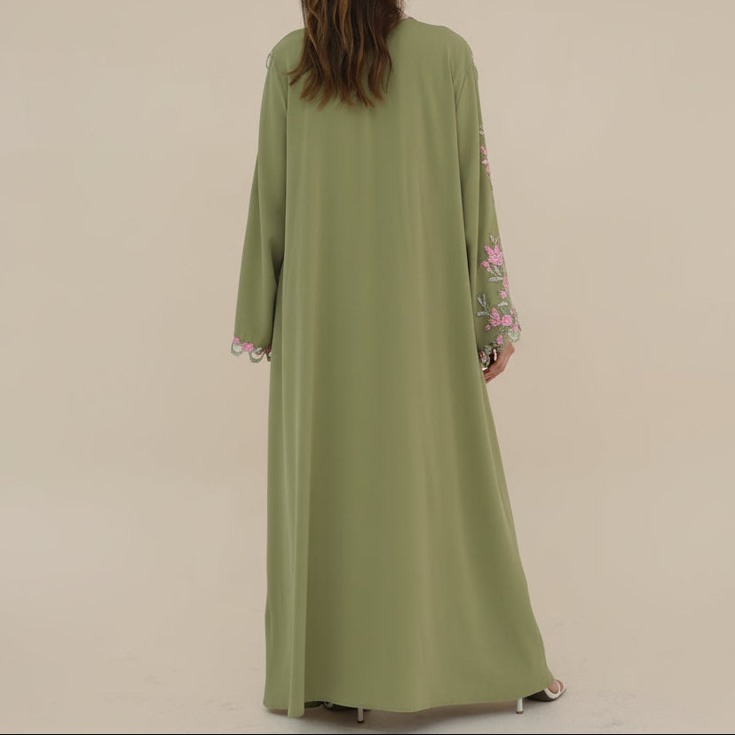 Un abito Nida in pizzo floreale – Abito da sera traspirante di alta qualità con apertura frontale