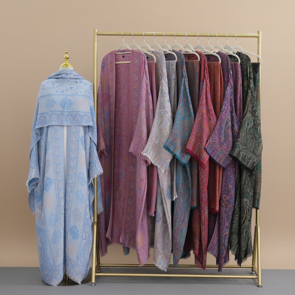 Meher Pashmina Paisley Abaya og Hijab-sett