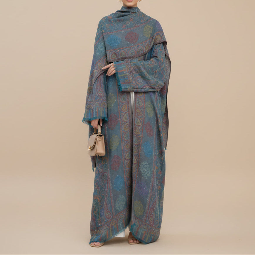 Meher Pashmina Paisley Abaya og Hijab-sett