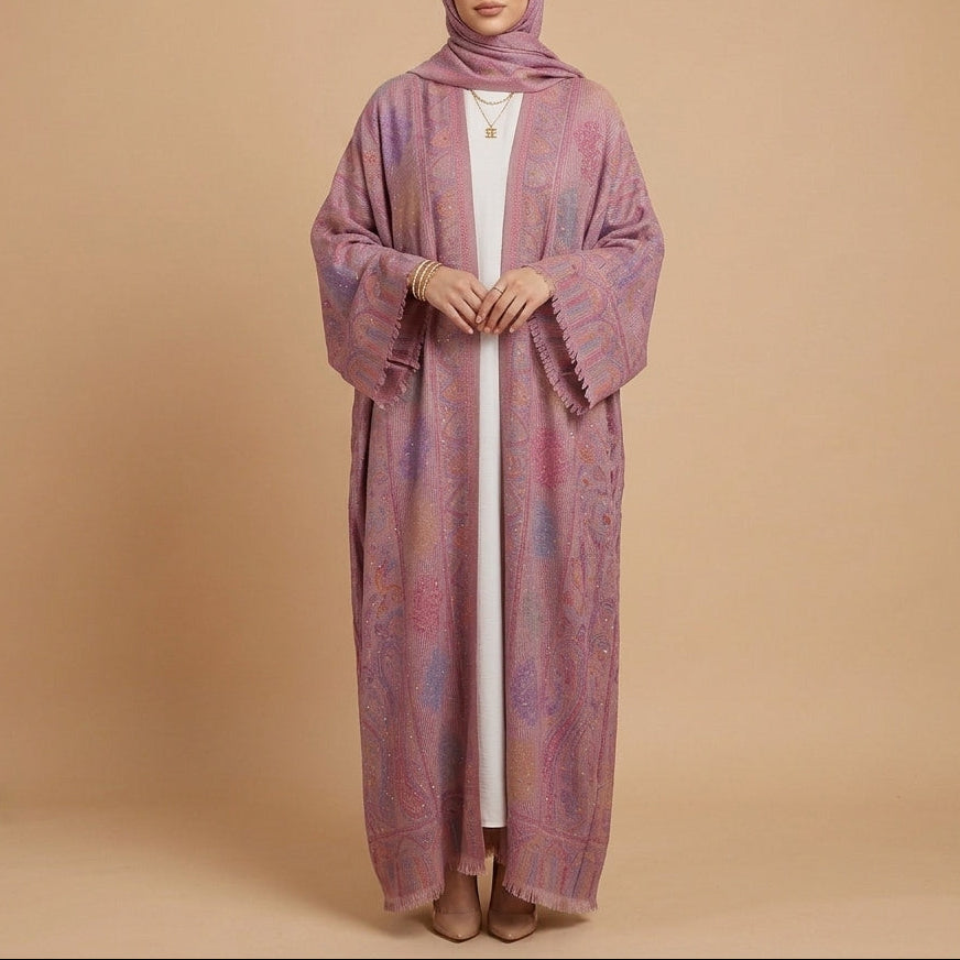 Meher Pashmina Paisley Abaya og Hijab-sett