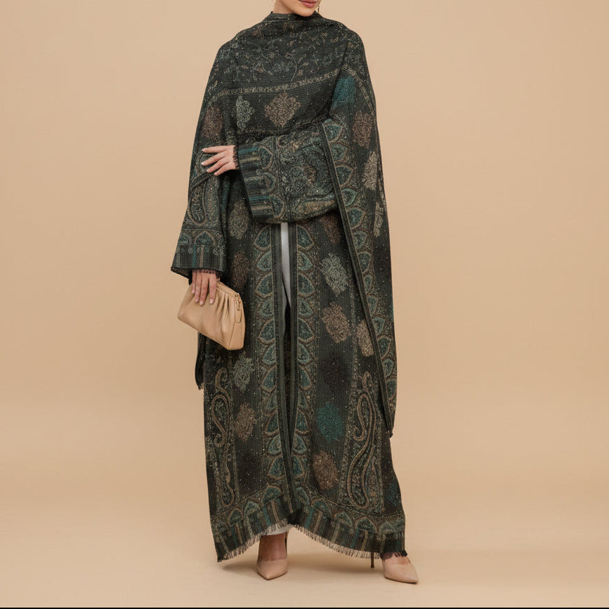 Meher Pashmina Paisley Abaya og Hijab-sett