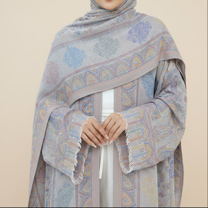 Meher Pashmina Paisley Abaya og Hijab-sett