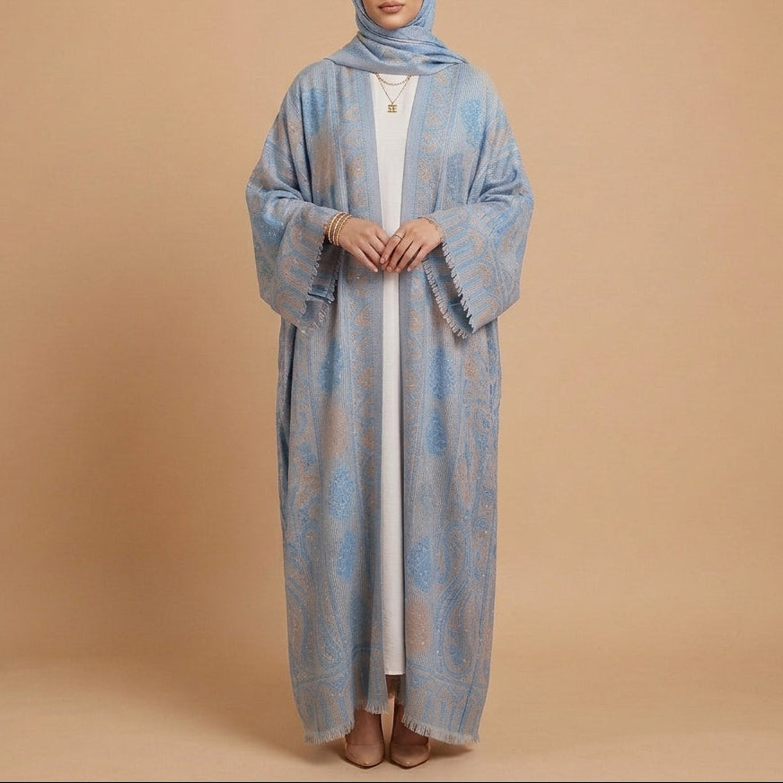 Meher Pashmina Paisley Abaya og Hijab-sett