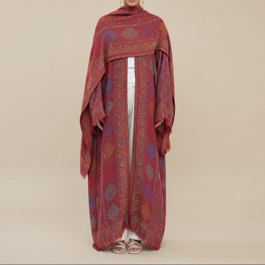 Meher Pashmina Paisley Abaya og Hijab-sett