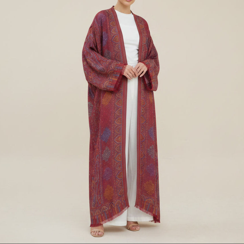 Meher Pashmina Paisley Abaya og Hijab-sett