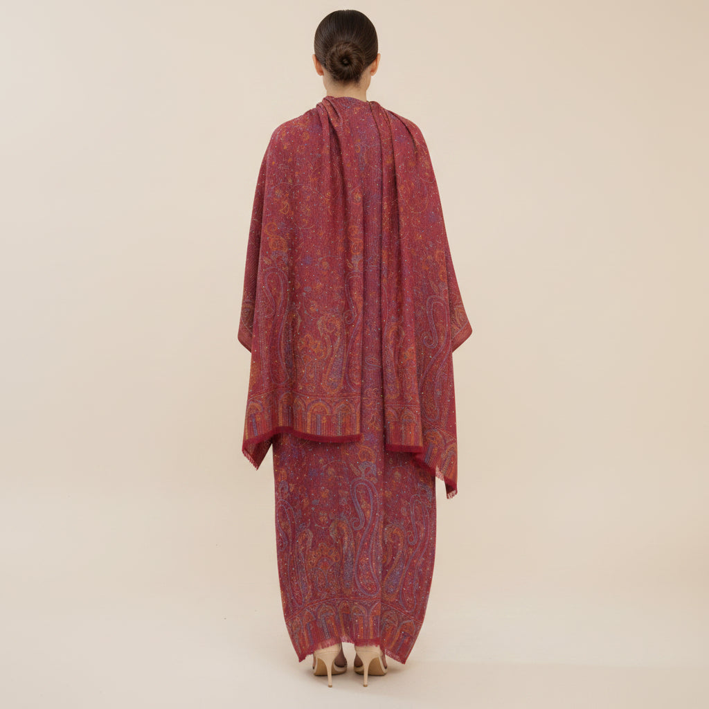 Meher Pashmina Paisley Abaya og Hijab-sett