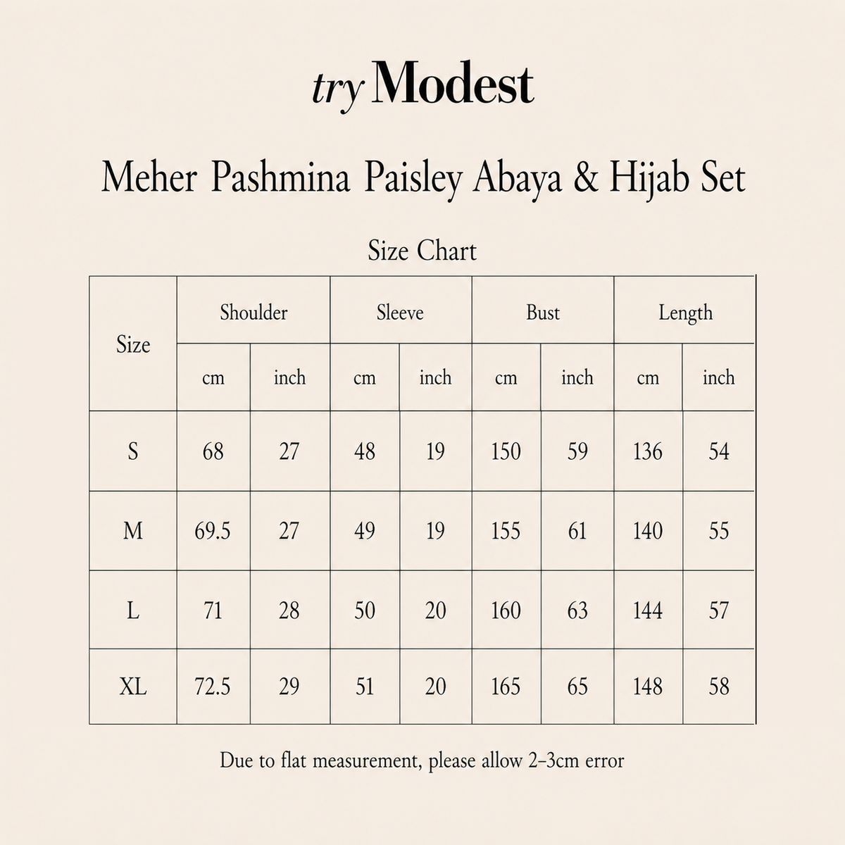 Meher Pashmina Paisley Abaya og Hijab-sett