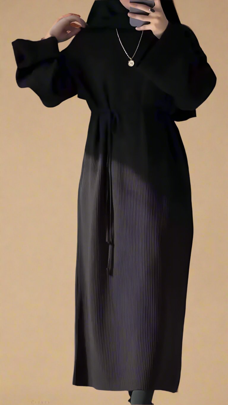 Melanie Knit Maxi Dress with Tie Waist - Try Modest Limited