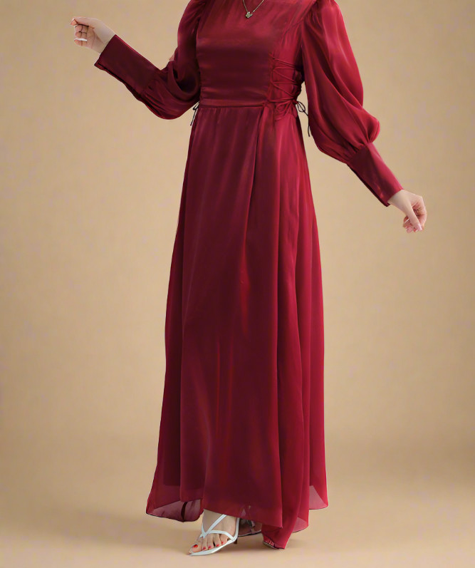 Merida long sleeve modest evening dress