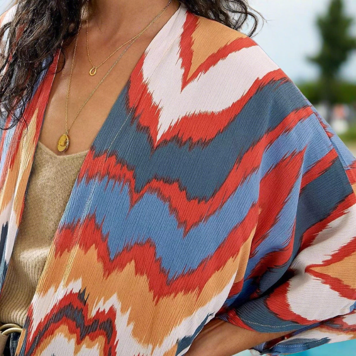 Mid length printed beach kimono - Try Modest Limited