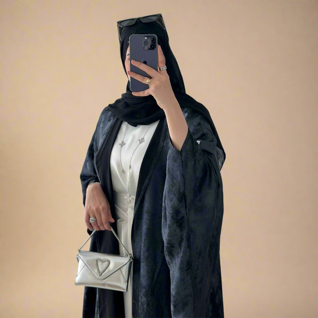 Midnight Moonlight: Dubai Batwing Abaya Kaftan - Try Modest Limited