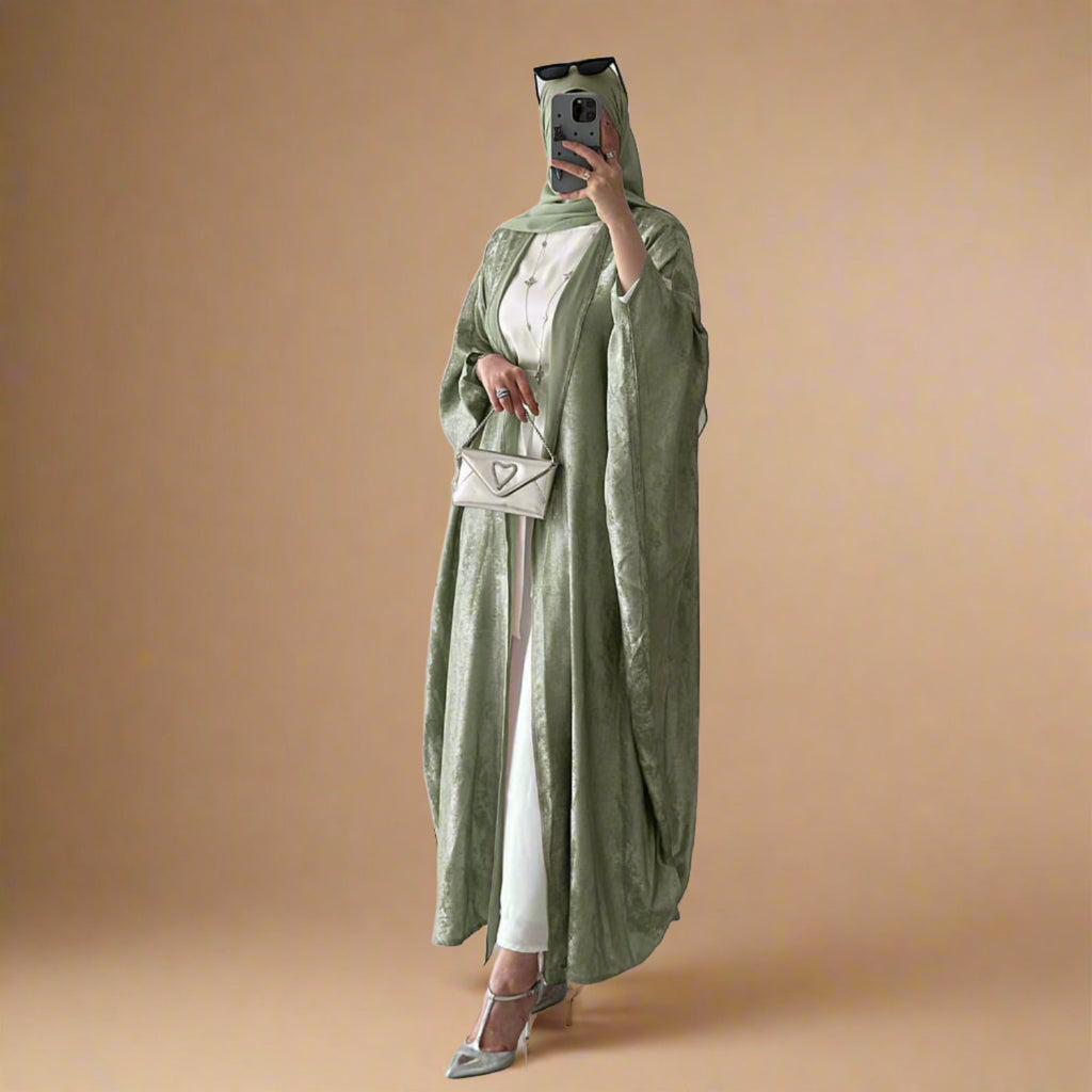Midnight Moonlight: Dubai Batwing Abaya Kaftan - Try Modest Limited