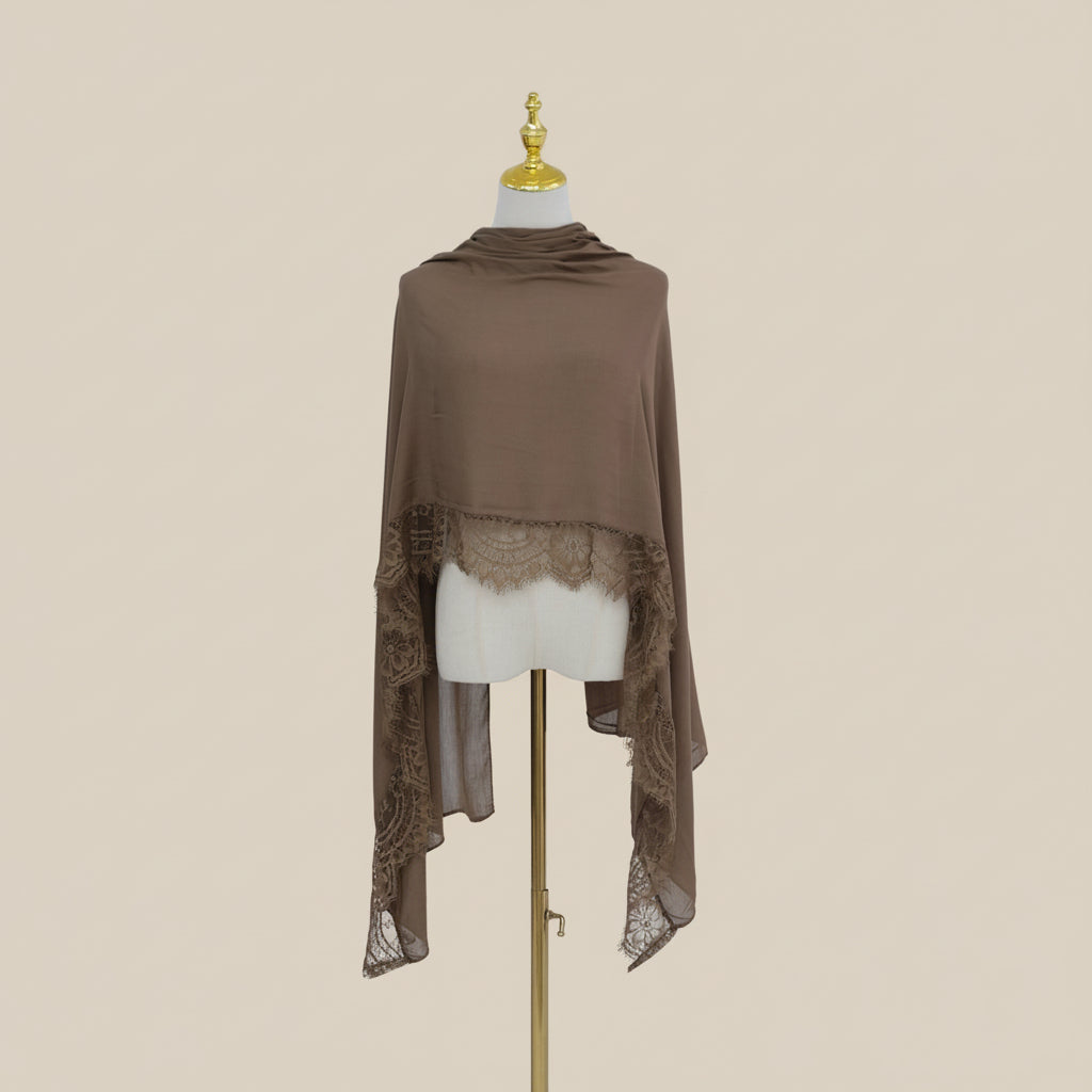 Nerz-Taupe Modal-Spitzen-Hijab