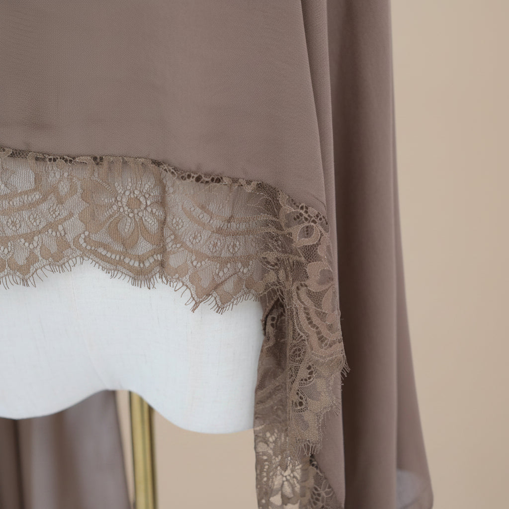 Nerz-Taupe Modal-Spitzen-Hijab