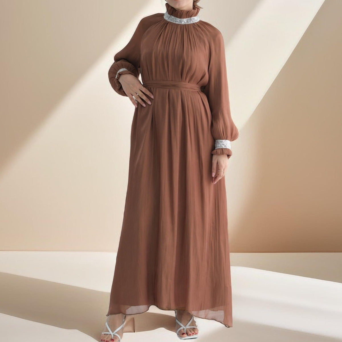 Mira - Twilight Elegance Embellished Maxi Dress - Try Modest Limited