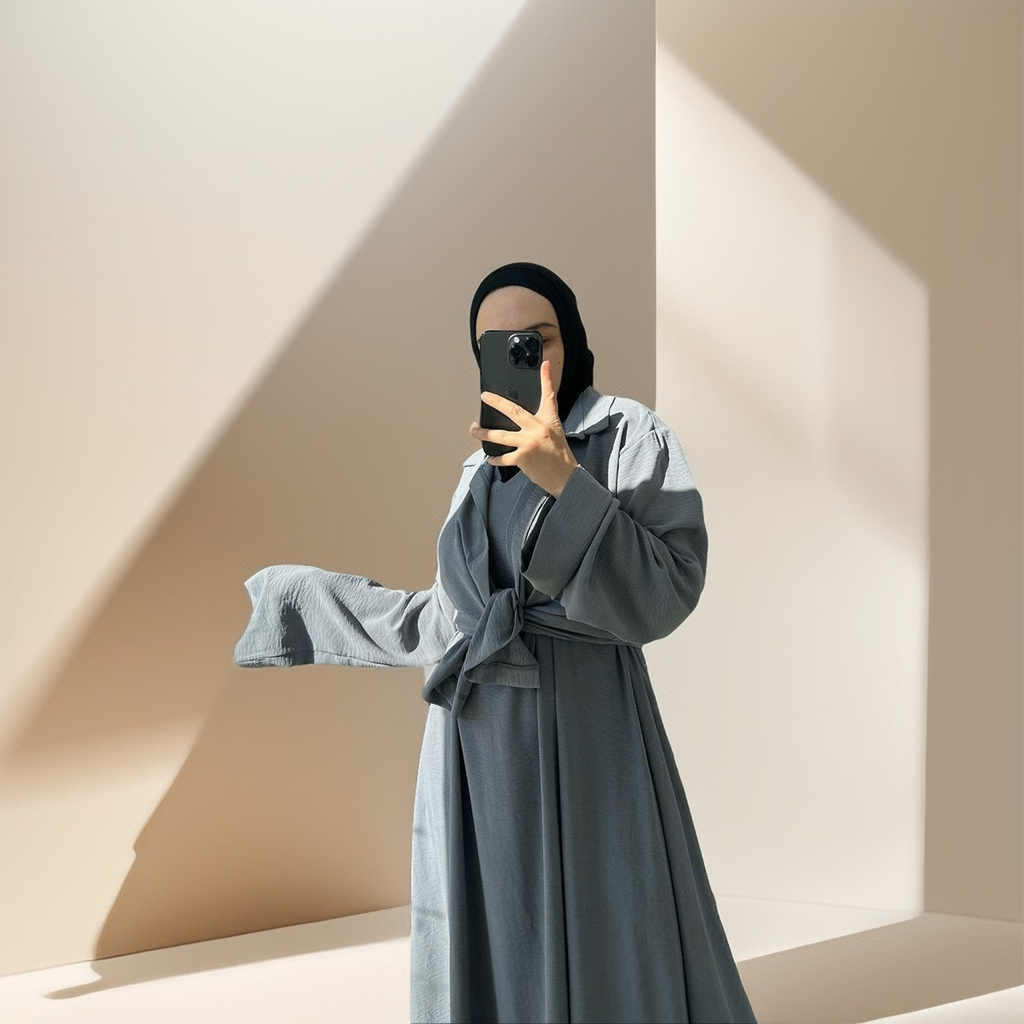 Modest Chic Set: Abaya Dress with Open Kimono Shirt - Try Modest Limited