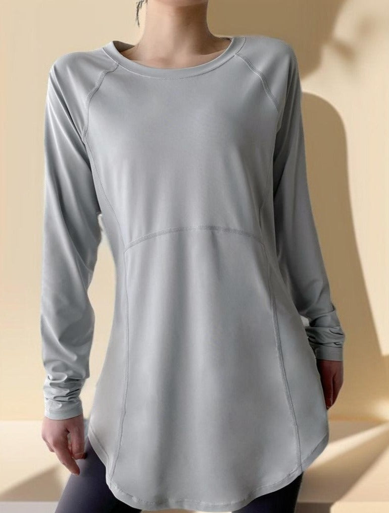 The Modest Activewear Shirt with Long Hip Coverage - For Running, Yoga, and Workouts - Try Modest Limited 