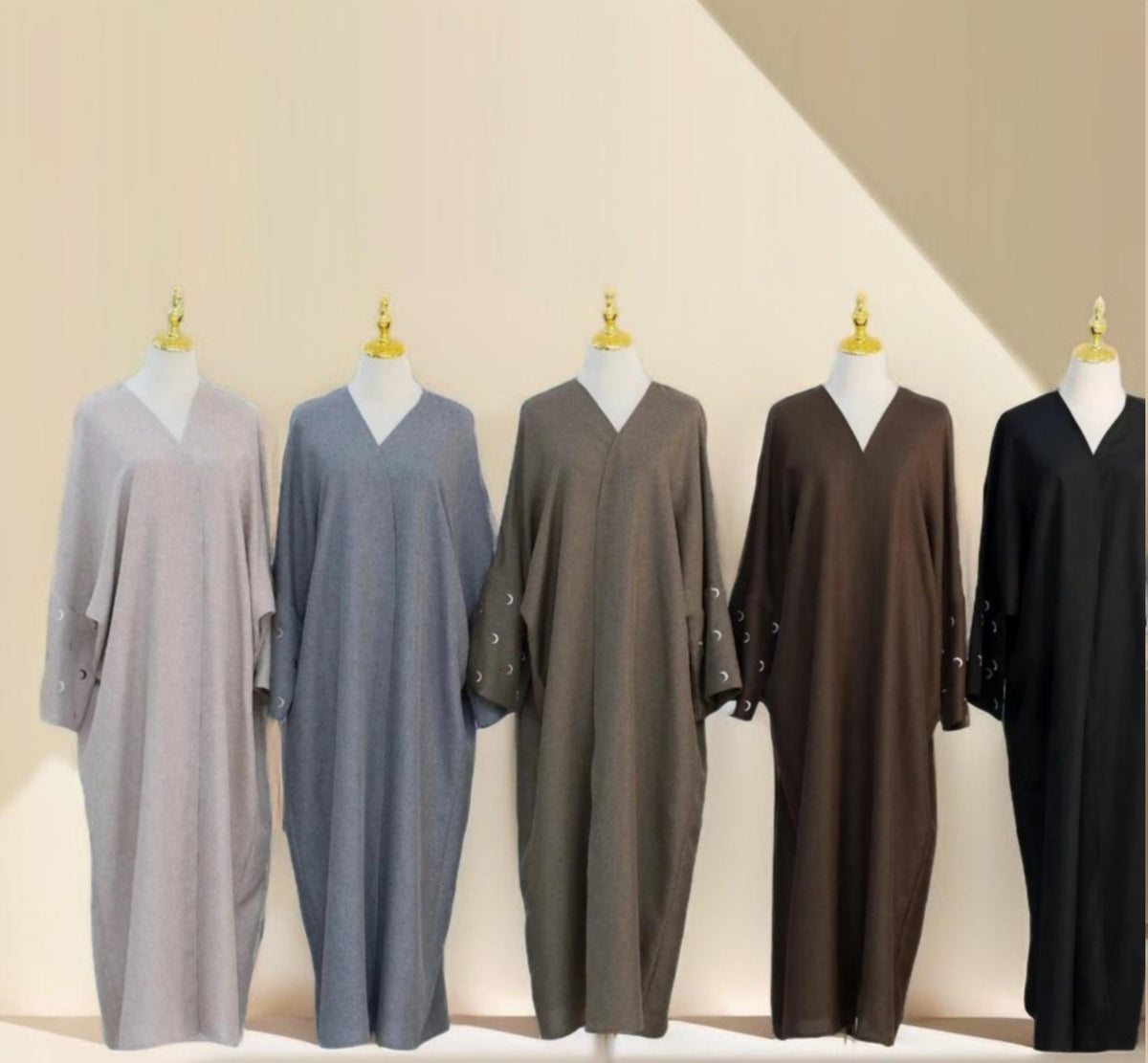 Moon Embroidery  Linen Kimono Abaya - Try Modest Limited