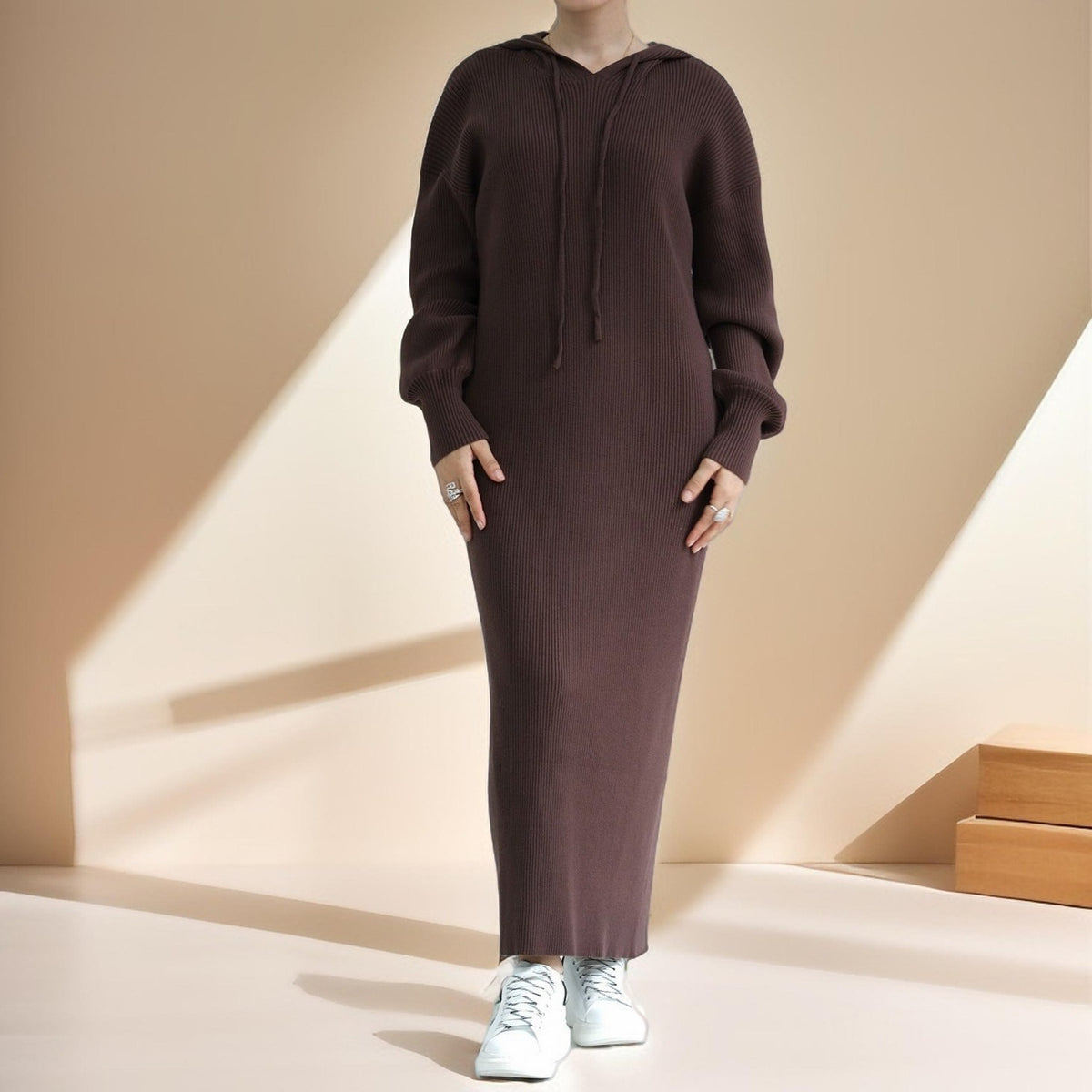 winter and hooded maxi dresses NSLGXD Women Hooded Maxi Dresses Casual Loose Long Sleeve Sweatshirt Long Dress Winter Fall Drawstring Side Split Hoodie Dresses with Kangaroo Pocket