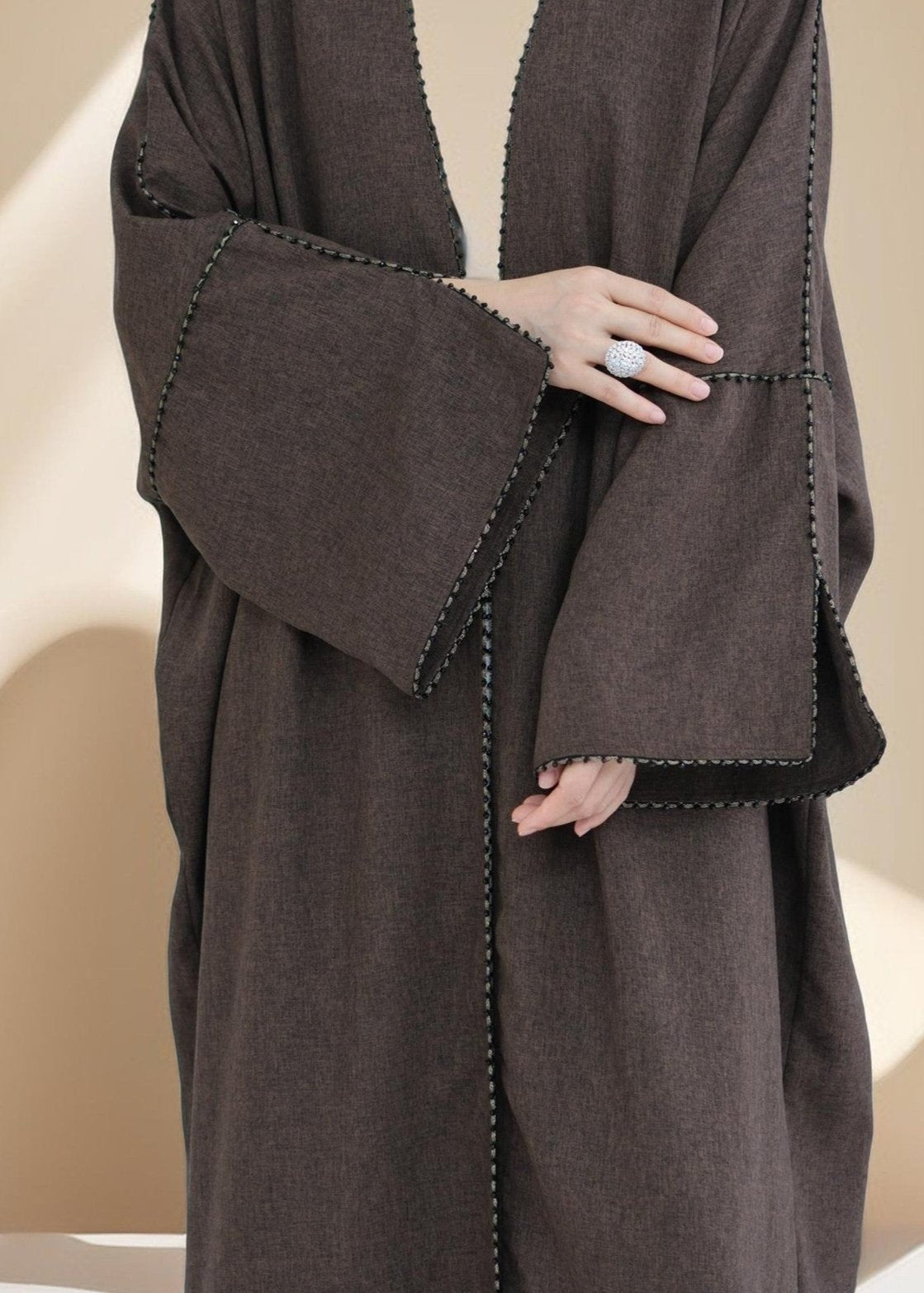 Nadine Open Front Linen Abaya - Try Modest Limited