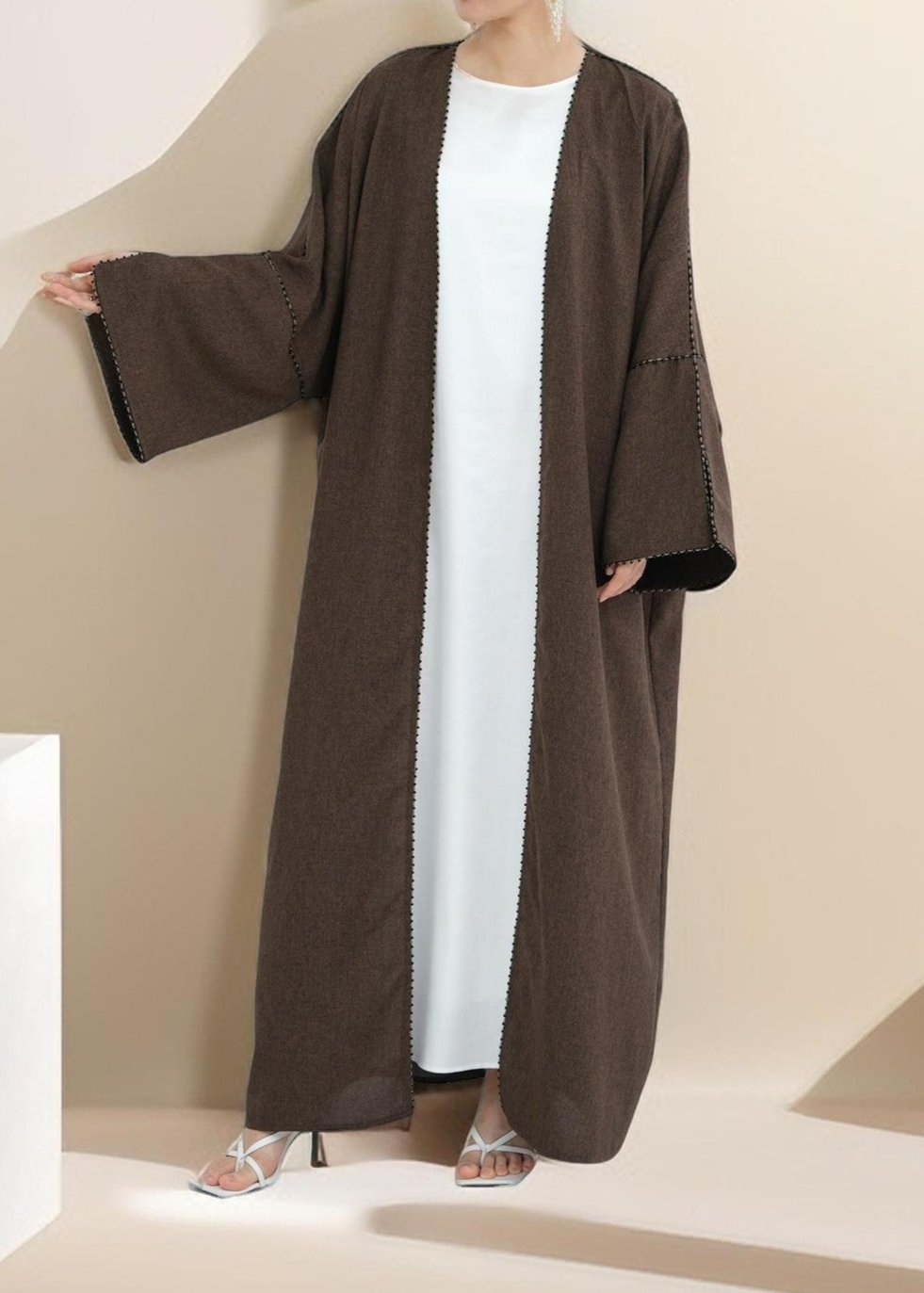 Nadine Open Front Linen Abaya Try Modest Limited