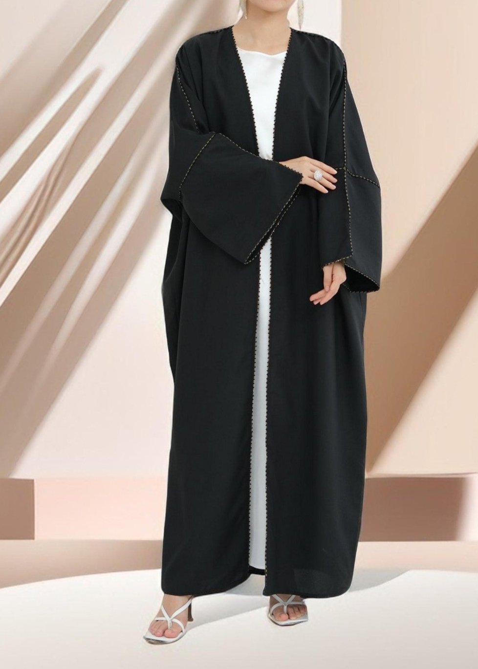 Nadine Open Front Linen Abaya - Try Modest Limited