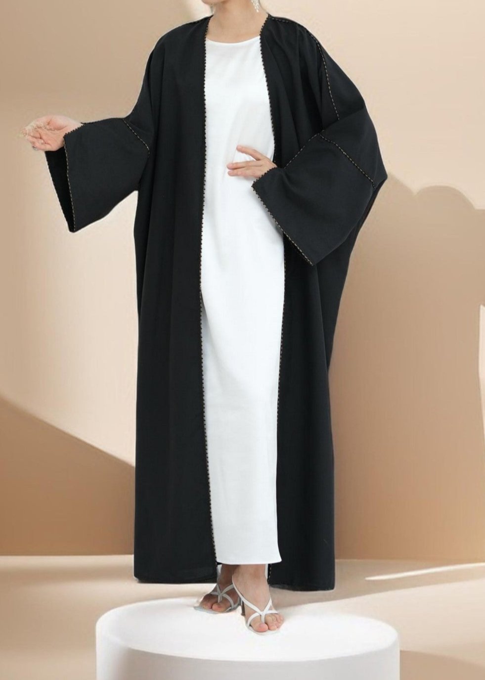 Nadine Open Front Linen Abaya - Try Modest Limited