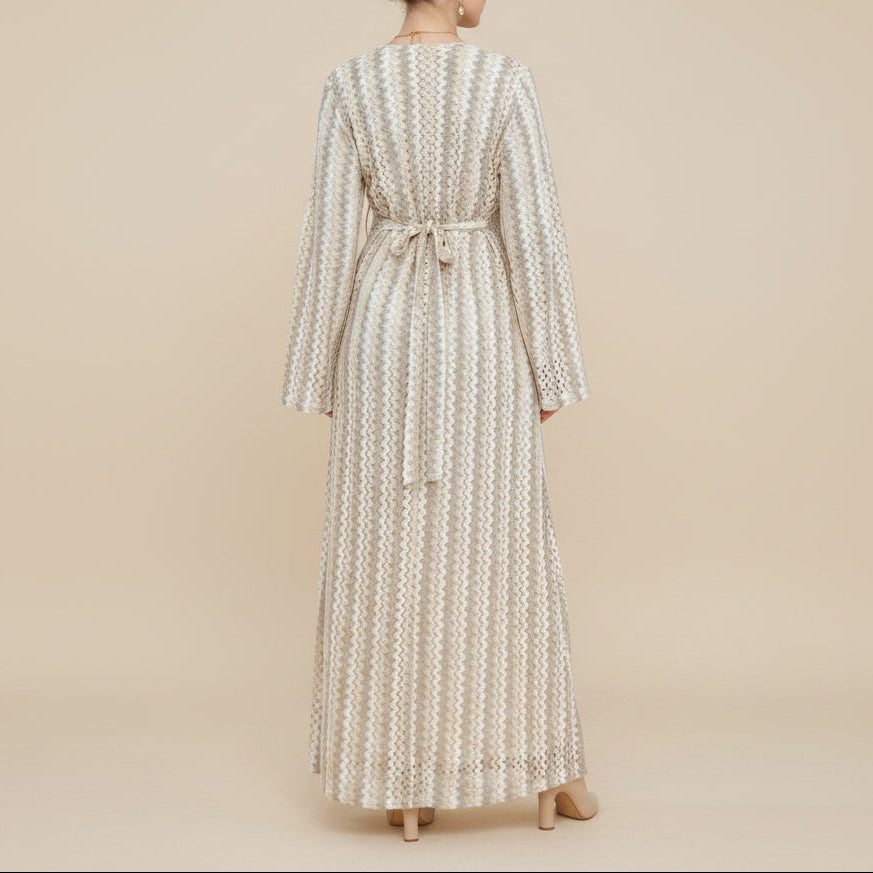 Abito lungo abaya Nerelle in maglia all'uncinetto con texture