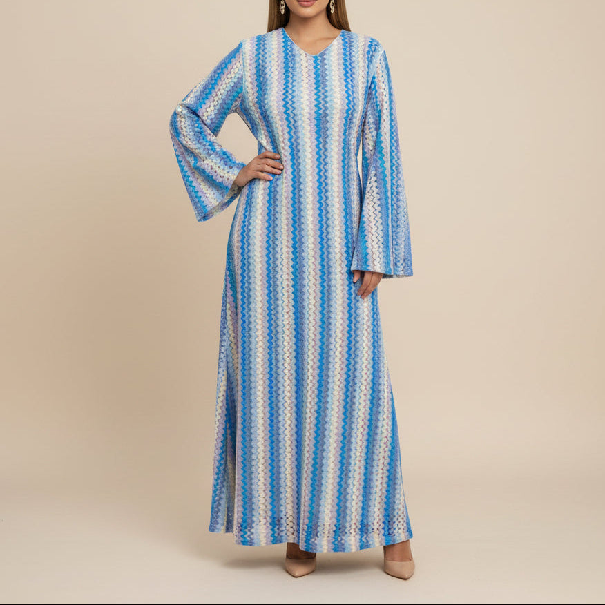 Abito lungo abaya Nerelle in maglia all'uncinetto con texture
