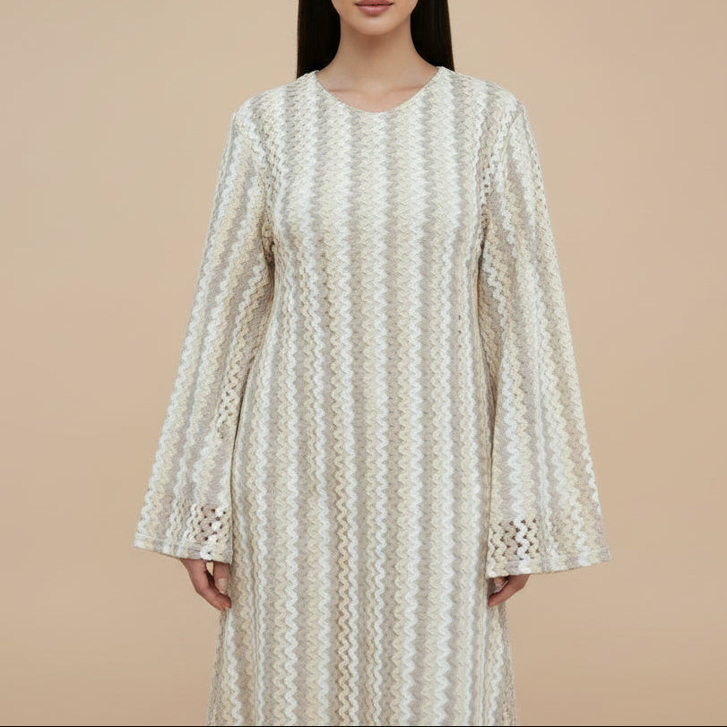 Abito lungo abaya Nerelle in maglia all'uncinetto con texture