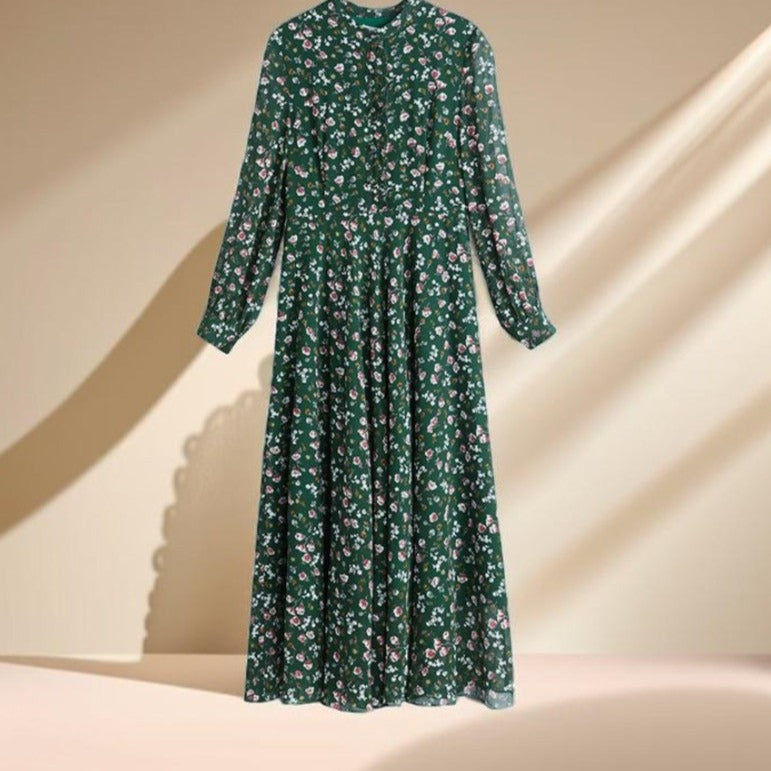 New floral green chiffon dress - Try Modest Limited