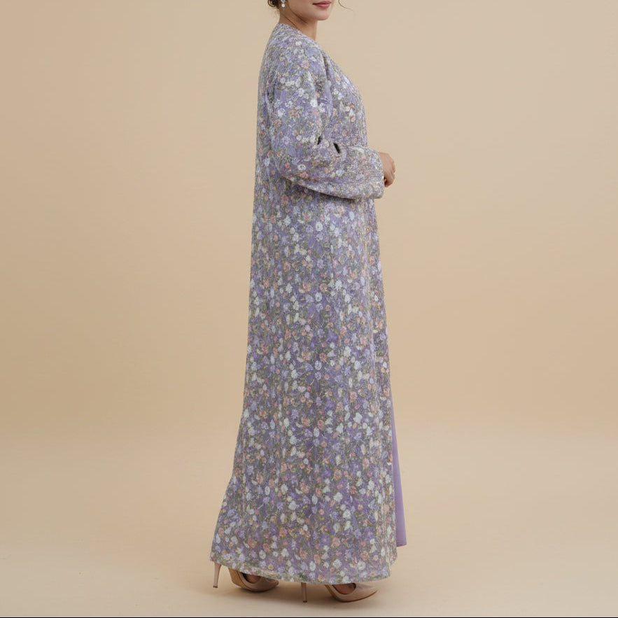 Nooré Intricate Embroidered Luxury Open Abaya Set