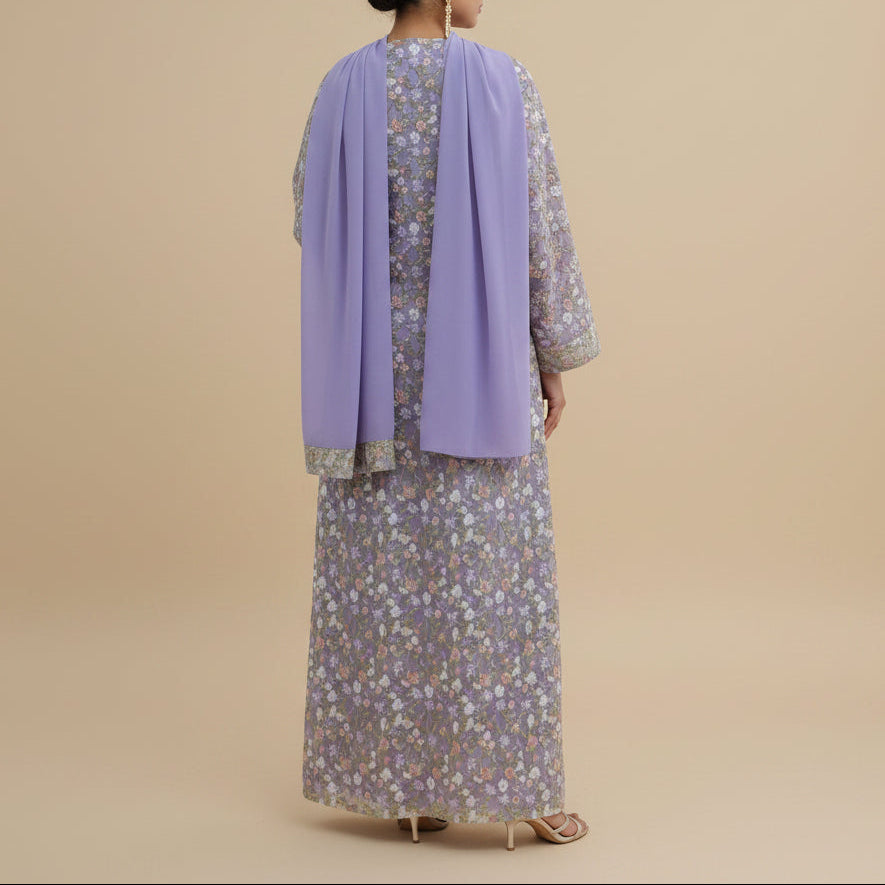 Nooré Intricate Embroidered Luxury Open Abaya Set