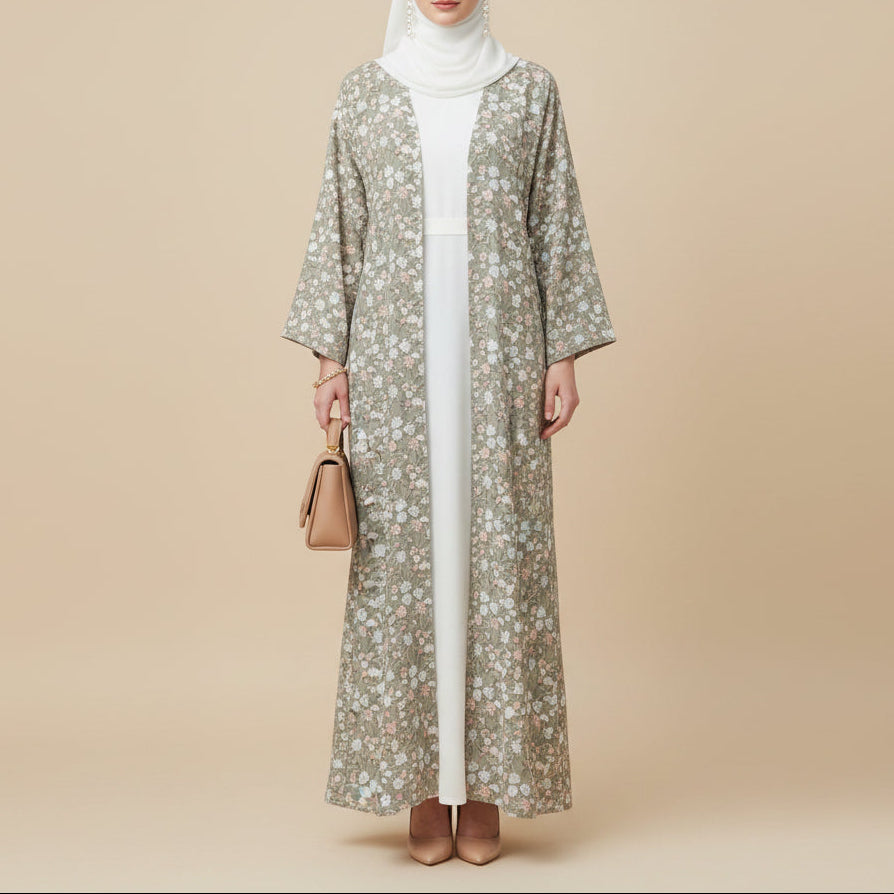 Nooré Intricate Embroidered Luxury Open Abaya Set