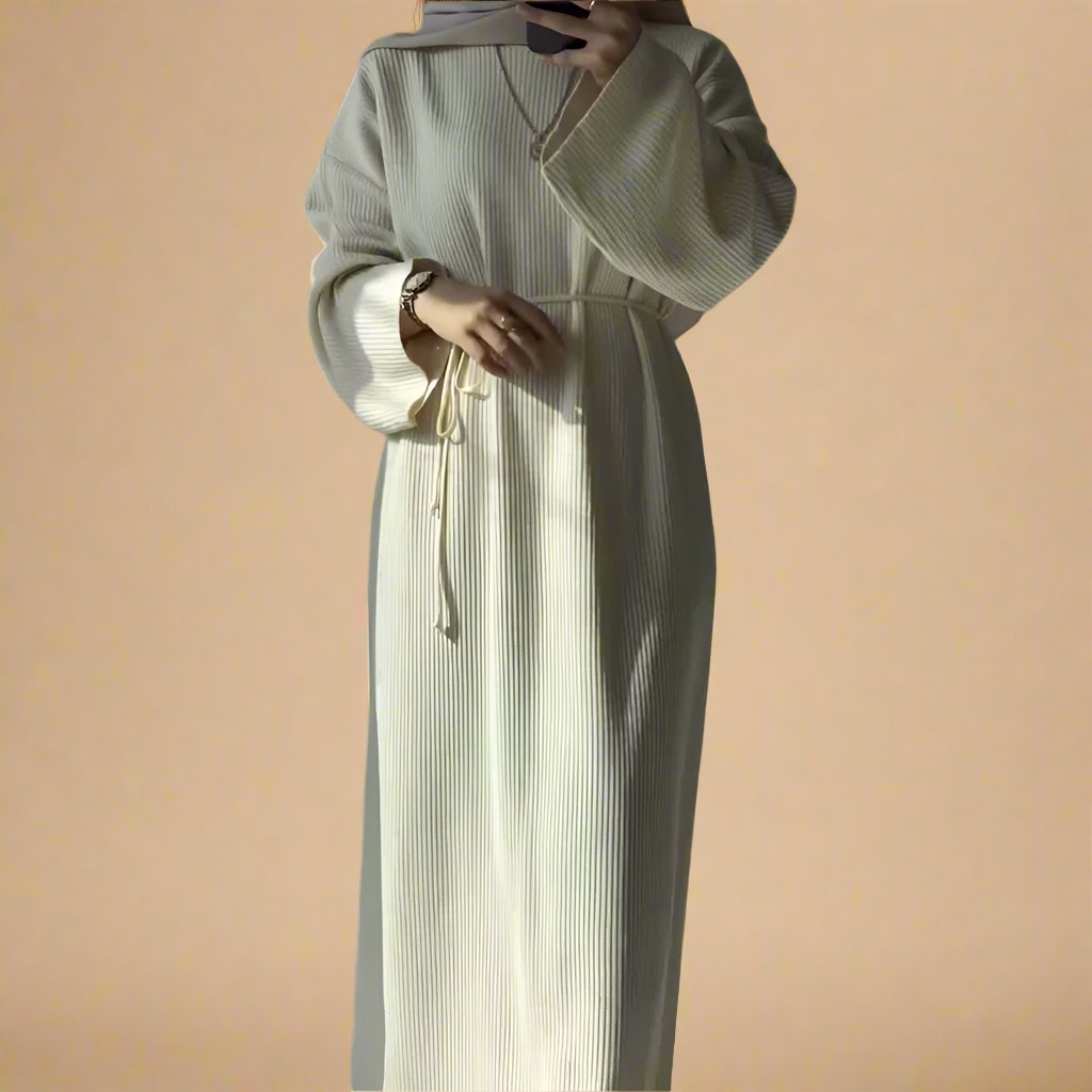 Melanie Knit Maxi Dress with Tie Waist - Try Modest Limited