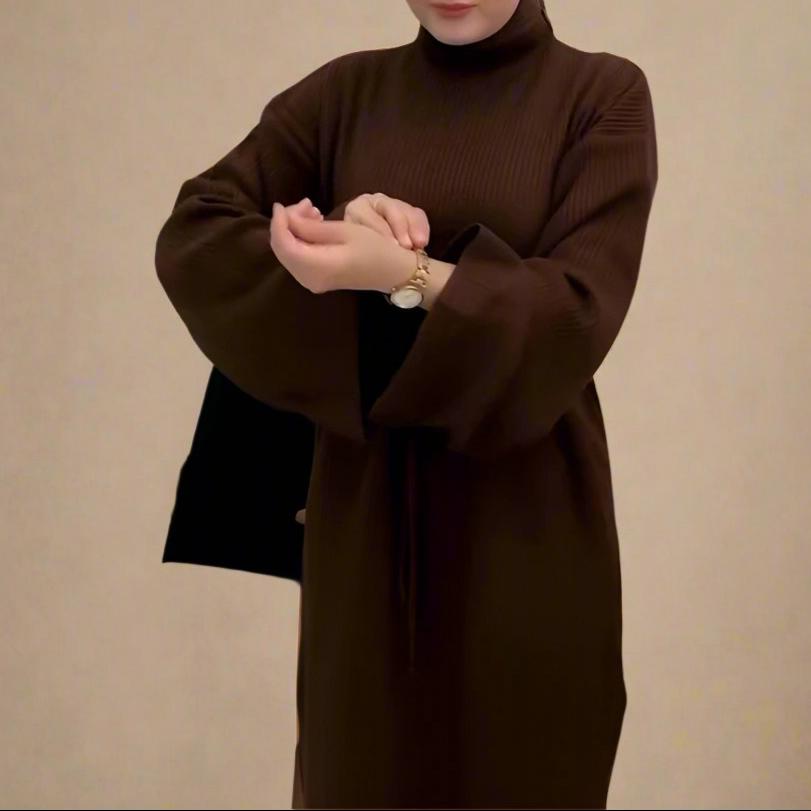 Melanie Knit Maxi Dress with Tie Waist - Try Modest Limited