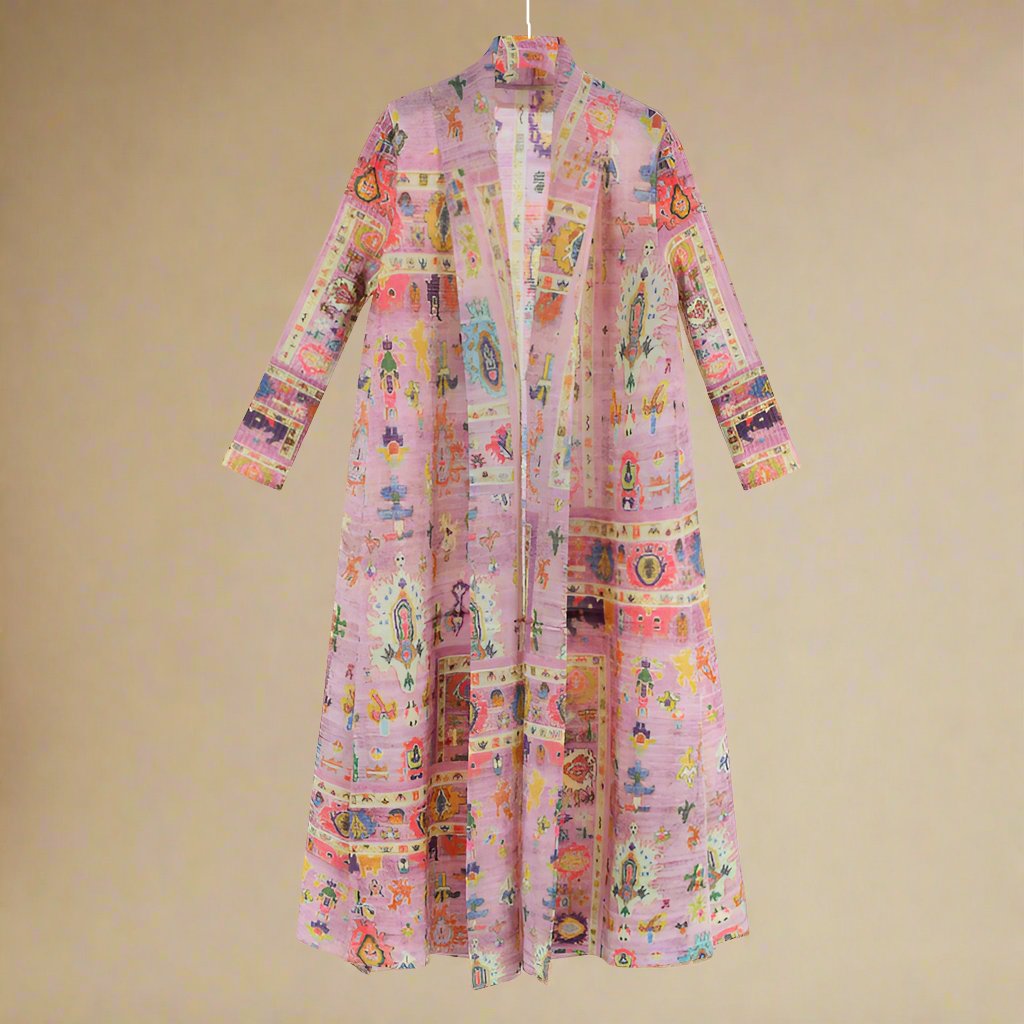 Boho uzun baskılı kimono