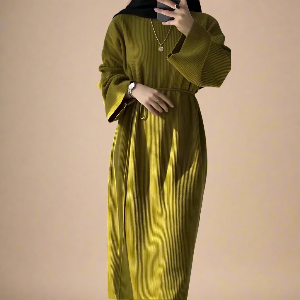 Melanie Knit Maxi Dress with Tie Waist - Try Modest Limited