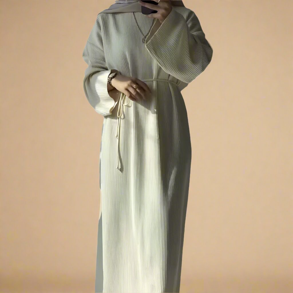 Melanie Knit Maxi Dress with Tie Waist - Try Modest Limited