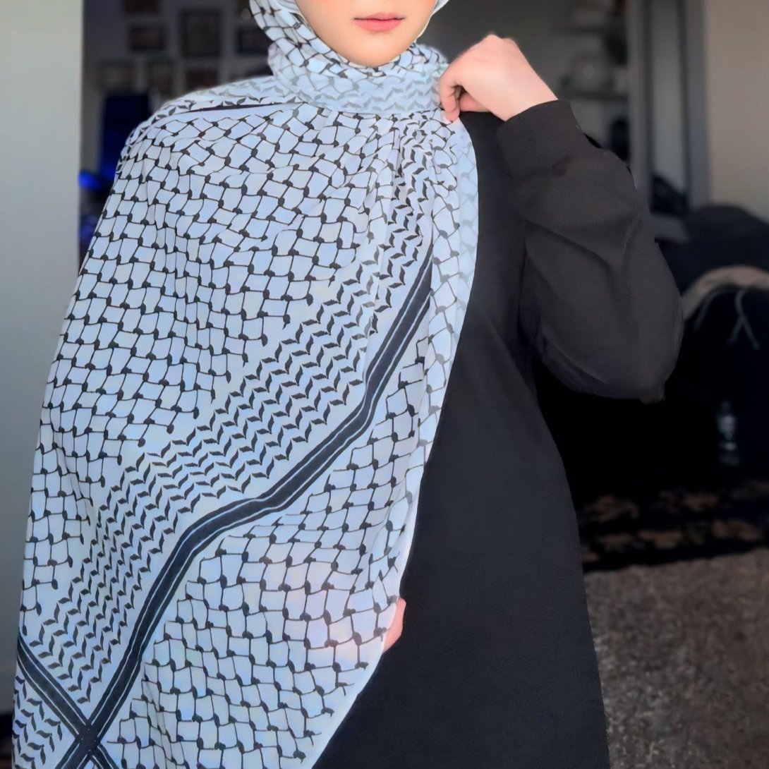 Olive Keffiyeh Chiffon Printed Palestinian Hijab: Enhance Your Style! - Try Modest Limited