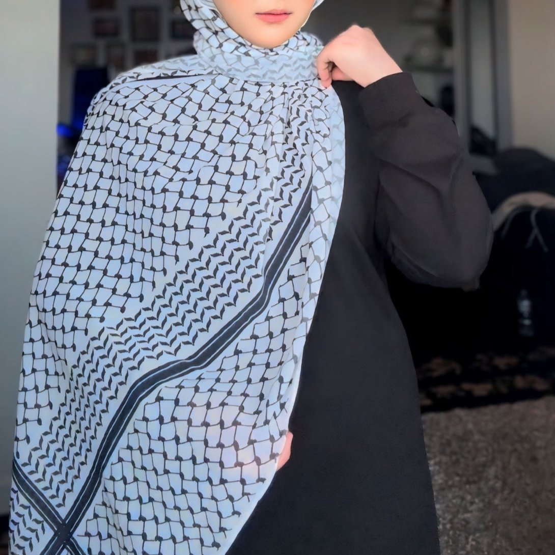 Olive Keffiyeh Chiffon Printed Palestinian Hijab: Enhance Your Style! Try Modest Limited