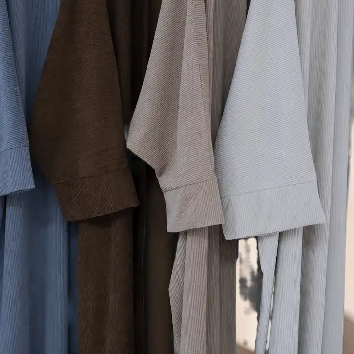 Open Front Corduroy Throw Over Abaya - Try Modest Limited