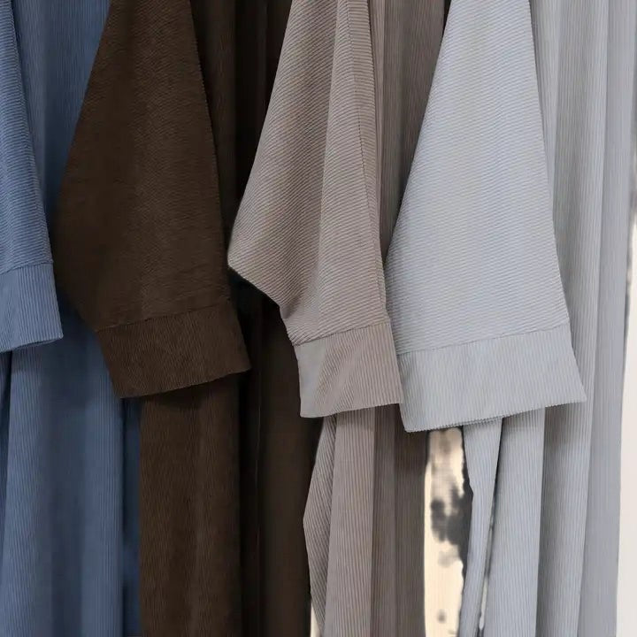 Open Front Corduroy Throw Over Abaya - Try Modest Limited