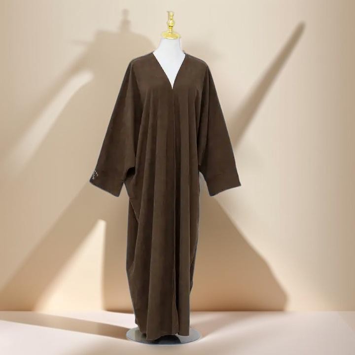 Open Front Corduroy Throw Over Abaya - Try Modest Limited