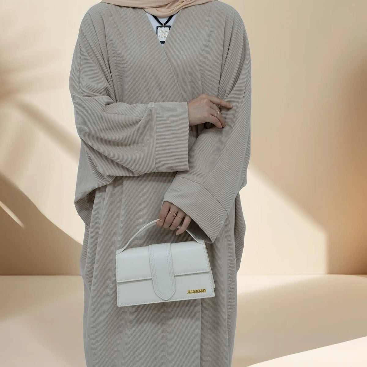 Open Front Corduroy Throw Over Abaya - Try Modest Limited