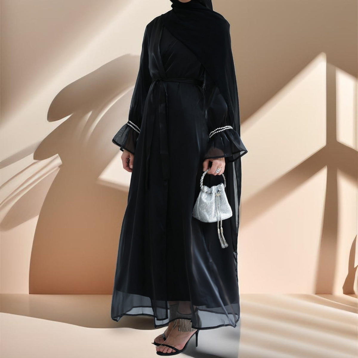 Open organza throw over With Pearl Sleeves - Try Modest Limited