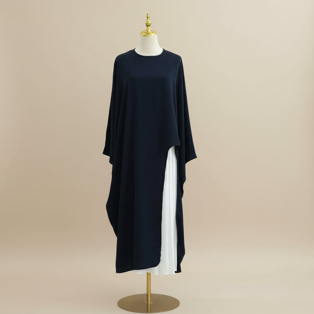 Top tunica oversize asimmetrico da donna | Blusa fluida a maniche lunghe con orlo diviso