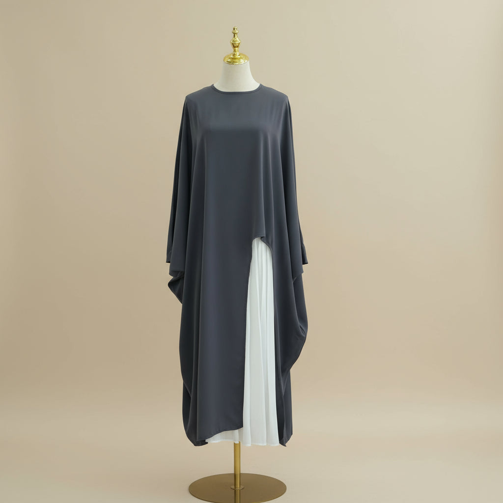 Top tunica oversize asimmetrico da donna | Blusa fluida a maniche lunghe con orlo diviso