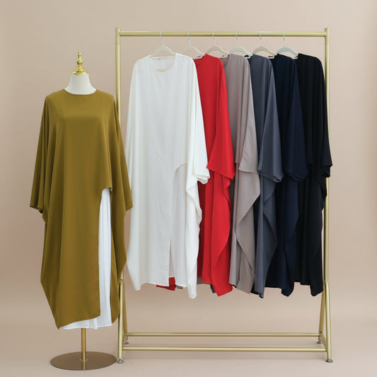 Oversized-Tunika-Top mit asymmetrischem Schnitt für Damen | Langärmlige, fließende Bluse mit Schlitz am Saum