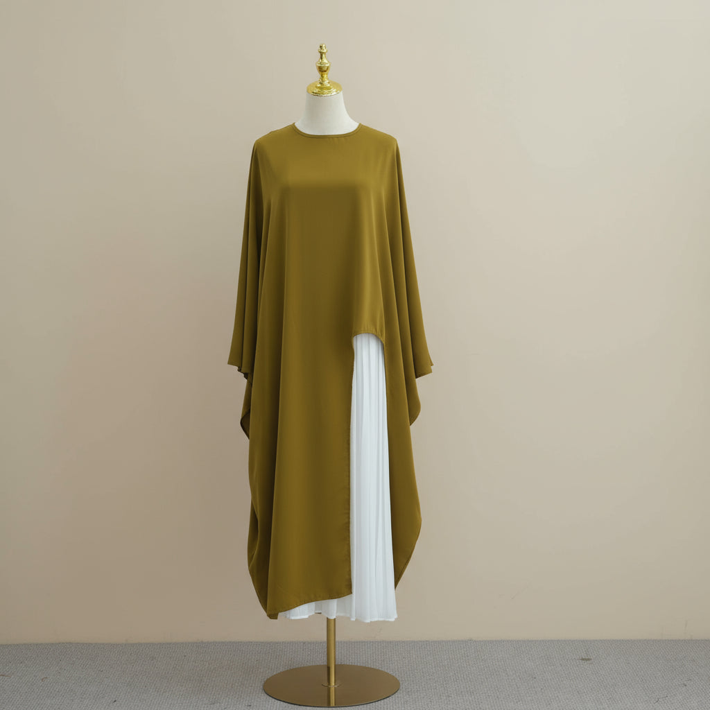 Top tunica oversize asimmetrico da donna | Blusa fluida a maniche lunghe con orlo diviso